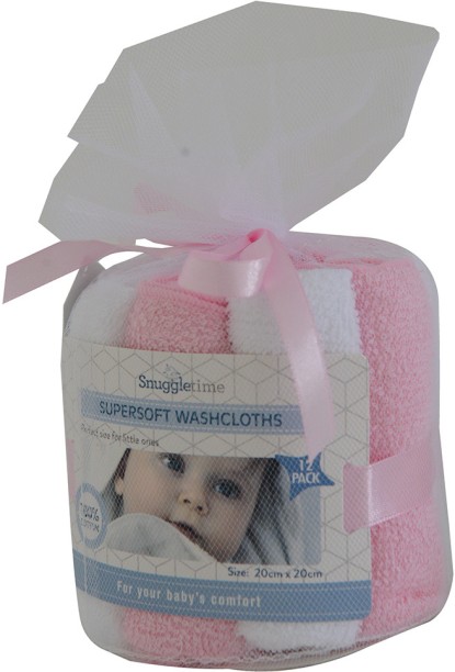 Snuggletime (20 cm x 20 cm) Supersoft Washcloth - 12 Pk - Pink Cotton Bath Towel Set