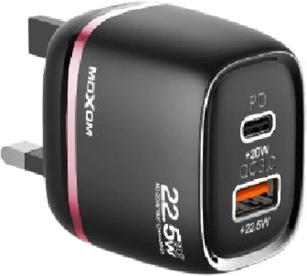 Ashcomonline LX-HC803 PD DUAL-PORTS FAST CHARGER PD 20W Adaptive Charging 1.2 A Multiport Mobile Charger with Detachable Cable