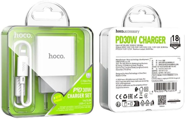 Hoco C76A PD 3 A Mobile Charger with Detachable Cable
