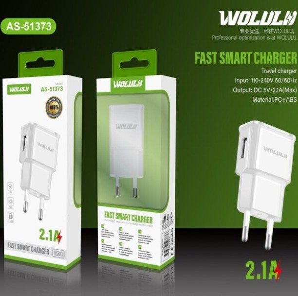 WOLULU USB Smart Wall Charger 2.1A Supercharge 2.1 A Multiport Mobile Charger with Detachable Cable