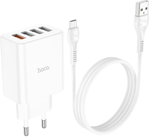 Hoco C102A Quick Charge 2.1 A Multiport Mobile Charger with Detachable Cable