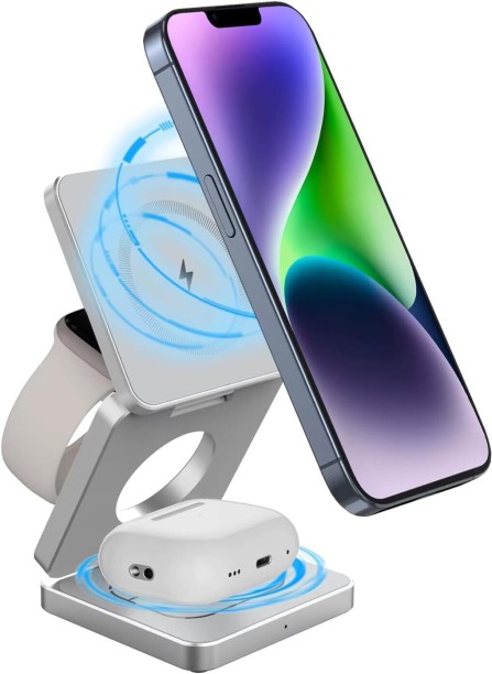 Flycross Wireless charger, foldable charger Quick Charge 2 A Multiport Mobile Charger with Detachable Cable