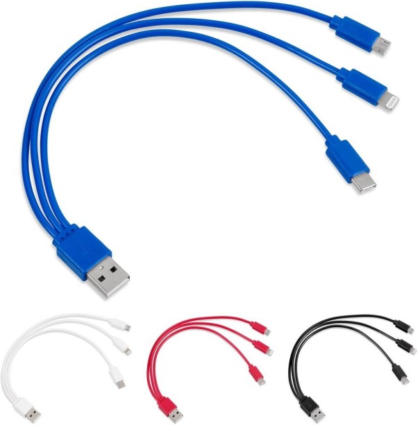 Altitude Tri-Cable USB Charger PPS 0.5 A Multiport Mobile Charger with Detachable Cable