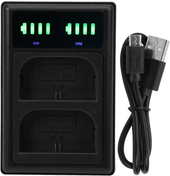 Spark Dual Dock Charger for LP-E6 1 A Battery Charger with Detachable Cable