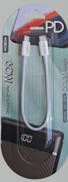 Moxom Cable - Type C to Type C 60w PD MX-CB128 Mobile Charger with Detachable Cable