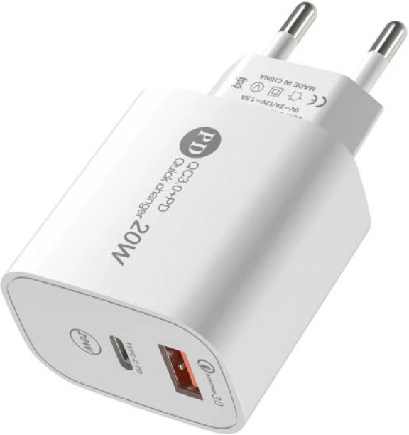 PD 20W USB C Charger PD Fast Charging Type C Mobile Phone Charger Adapter 1.5 A Multiport Mobile Charger with Detachable Cable