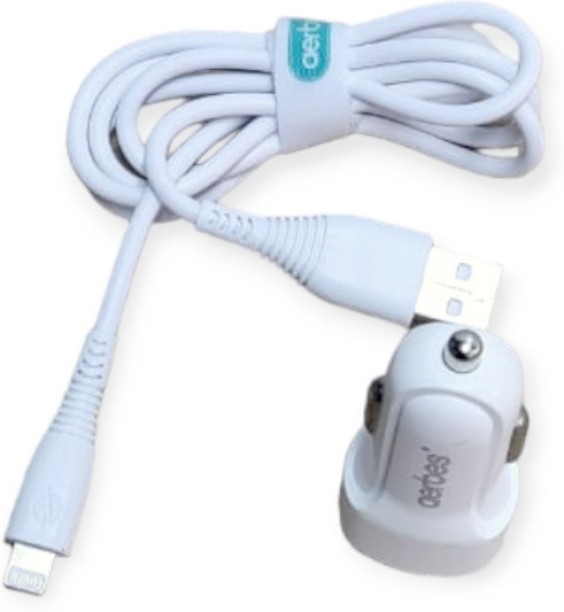 Aerbes AB-Q538i Dual USB Charger With iPhone Cable 2.4 A Multiport Mobile Charger with Detachable Cable