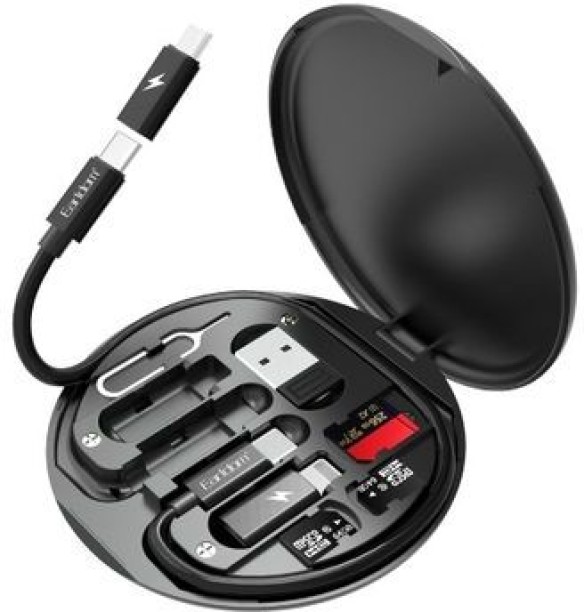 EARLDOM EC-148 - Fast Charging Multicable Storage Box - Black PD 3 A Mobile Charger with Detachable Cable