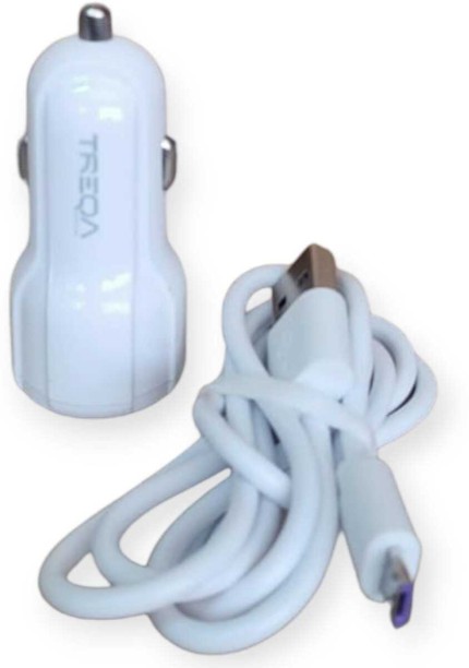 Treqa CS-234 Dual USB Port Car Charger With Micro USB Cable 3.1A 3.1 A Multiport Mobile Charger with Detachable Cable