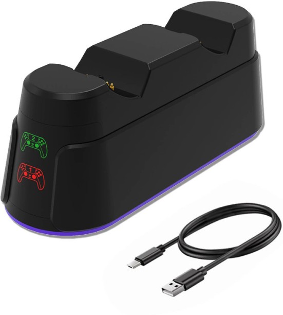 marevic PS5 controller charging basewith RGB Lighting – Fast Charging, Smart Chip, Compatible with PS5 Elite Controller (White) 5 A Multiport Gaming Charger