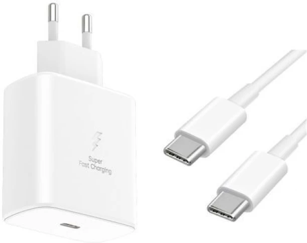 Generic 45W PD Adapter with USB-C to USB-C Cable - 1M - White GaN 5 A Mobile Charger with Detachable Cable