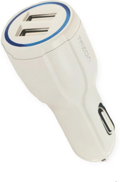 Treqa CS-207 Dual USB Port Car Charger 5.1A 5 A Multiport Mobile Charger with Detachable Cable