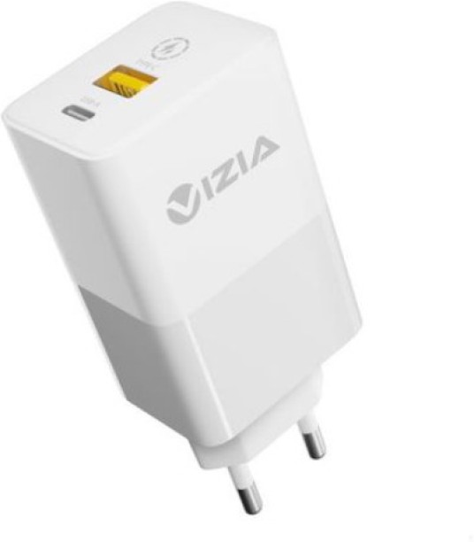 Vizia 65W Ultra-Fast USB-C & USB-A Charger Quick Charge 3 A Multiport Mobile Charger with Detachable Cable