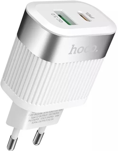 Hoco Dual-Port C58A PD QC3.0 20w Fast Charger PD 3 A Multiport Mobile Charger with Detachable Cable