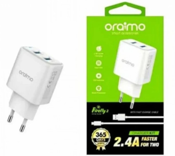 oraimo 2.4A Firefly 2 Faster For 2 Charger Kit 2.4 A Multiport Mobile Charger with Detachable Cable