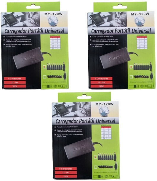 Alphacell Pack of 3 x Universal Laptop Chargers – MY-120w Multiport Gaming Charger