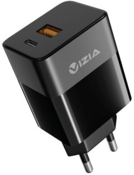Vizia 45W Ultra-Fast USB-C & USB-A Charger Quick Charge 3 A Multiport Mobile Charger with Detachable Cable
