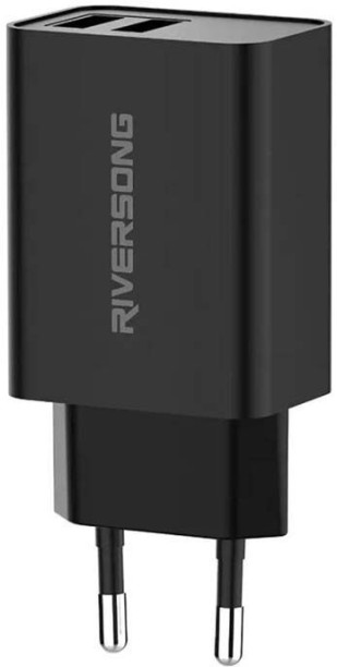 Riversong SafeKub D2 Dual-Port Wall Charger 2.4 A Multiport Mobile Charger with Detachable Cable