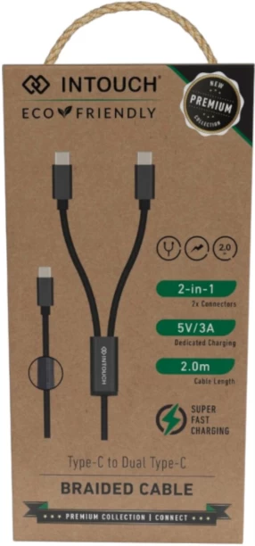 Intouch Braided Cable Adaptive Charging 3 A Mobile Charger with Detachable Cable