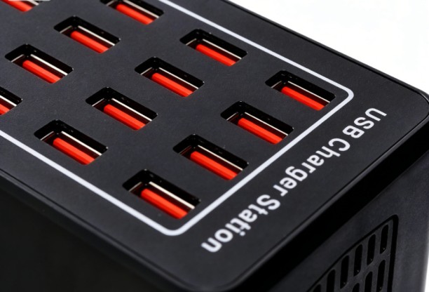 spark Charger 20-Port Desktop USB Charging Station - 100W Multi-Function Smart Charger for Smartphones, Tablets and More Devices Multiport iPod Charger with Detachable Cable