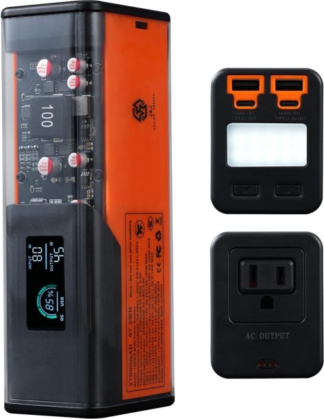 RAR J&J EASIER, FASTER Laptop Power Bank with AC Outlet 110V/100W, 140W Super Fast Charging USB-C Quick Charge Multiport Smartwatch Charger