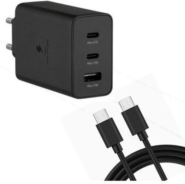 SA 65W Super Fast Power Adapter Charger with Cable for Mobiles, Other Devices Supercharge 2.4 A Mobile Charger with Detachable Cable
