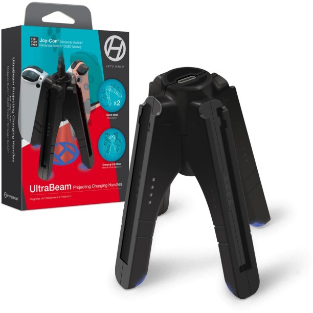 Hyperkin UltraBeam Projecting Charging Handles for Joy-Con 1 A Multiport Gaming Charger with Detachable Cable