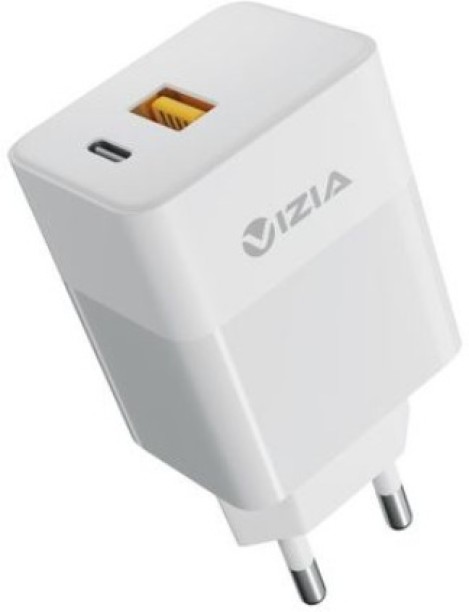 Vizia 45W Ultra-Fast USB-C & USB-A Charger Quick Charge 3 A Multiport Mobile Charger with Detachable Cable