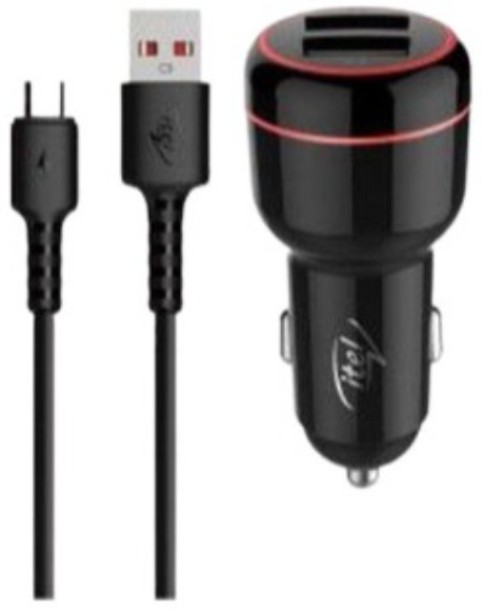 Itel Car Charger - Fast Charging For 2 3.4 A Multiport Mobile Charger with Detachable Cable