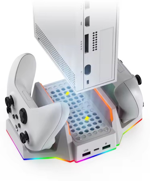 Fantasy Town For Xbox Series S RGB Vertical Cooling Fan Stand with Dual Controller Charger Battery Pack Charging Dock Xbox SS TYX-0663D 4 A Multiport Gaming Charger