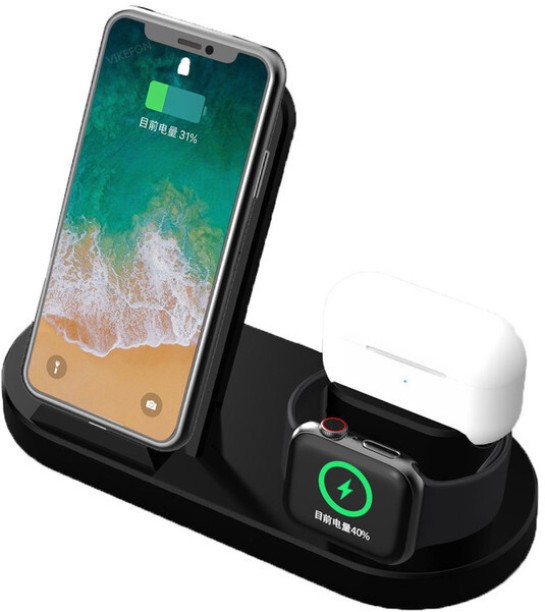 FineVR 3 in 1 Charging Station for Earphones, watches, mobile phones Qualcomm 3.0 3 A Mobile Charger with Detachable Cable