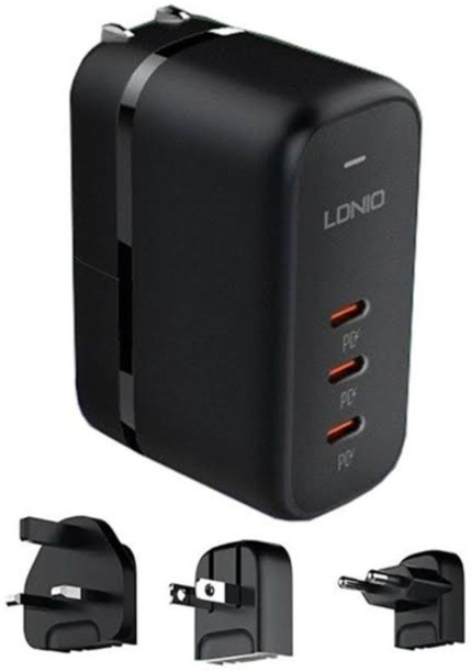 LDNIO Q367 65W GaN 3 x USB-C / Type-C Interface Charger with 1m USB-C / Type-C to USB-C / Type-C Data Cable, Plug Type:UK Plug GaN Multiport Mobile Charger with Detachable Cable