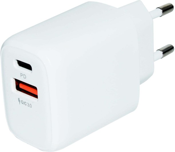 Superfly 2 Port 3.0A Wall Charger - White Adaptive Charging 3.1 A Multiport Mobile Charger with Detachable Cable