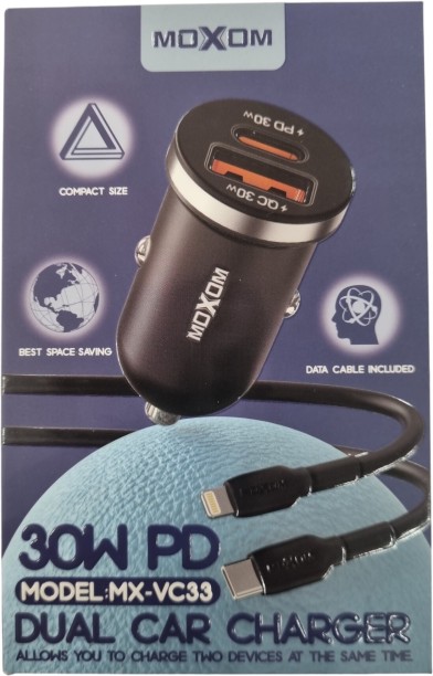 Moxom Car charger MX-VC33 typeC+ Usb - IOS Cable Mobile Charger with Detachable Cable
