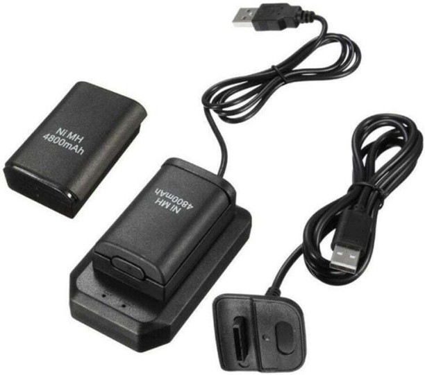 Digital World 5 in 1 Battery Pack/Kit for Xbox 360 Controllers - Black Gaming Charger with Detachable Cable