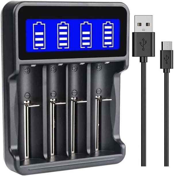 Lasa 4 Bay 18650 26650 18490 AAA AA Multi Smart Charger Multiport Camera Charger with Detachable Cable