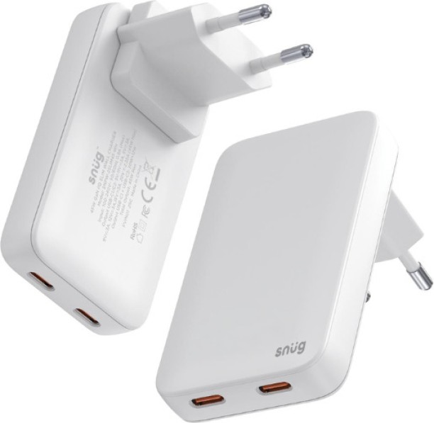 Snug 2 Port PD Slim Wall Charger 45W GaN 3 A Multiport Mobile Charger