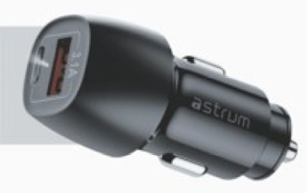 ASTRUM Car Charger USB + USB C 3.1A Adaptive Charging 3.1 A Multiport E-car Charger with Detachable Cable