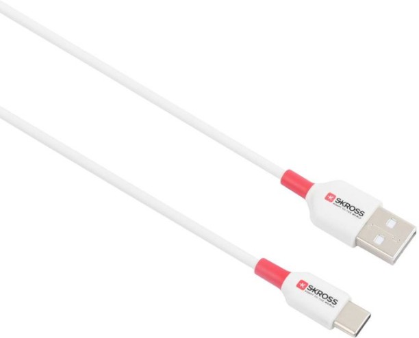 SKROSS USB Type-C Cable - White 3 A Mobile Charger with Detachable Cable