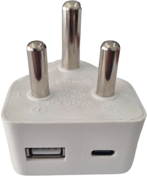 Redisson M-10 USB + Type-C PlugTop Charger Adaptive Charging 1.5 A Multiport Mobile Charger with Detachable Cable