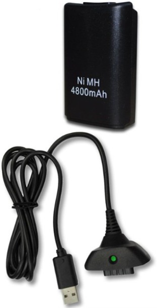 Gadgetgyz Xbox 360 Play Charge Kit Black Adaptive Charging 2 A Gaming Charger with Detachable Cable
