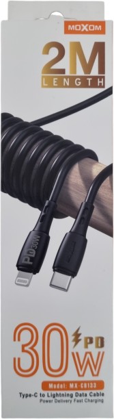 Moxom Cable - data black 30w 2mTypeC to Ios PD Mobile Charger with Detachable Cable