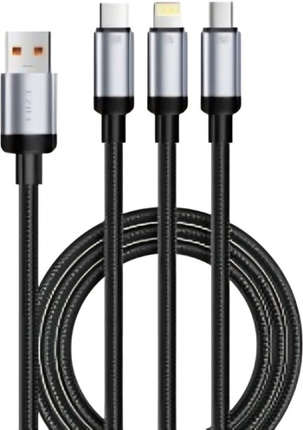 Ezra 2Pcs of 3 in1 cable Adaptive Charging 4 A Multiport Mobile Charger with Detachable Cable