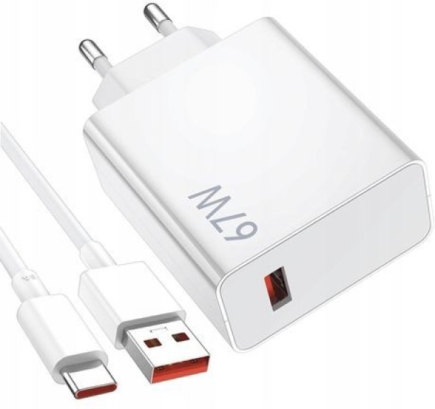 SA 67W Type-C Fast Charger with USB-A Cable |& QC 3.0 Wall Adapter for Mobiles Supercharge 3 A Mobile Charger with Detachable Cable