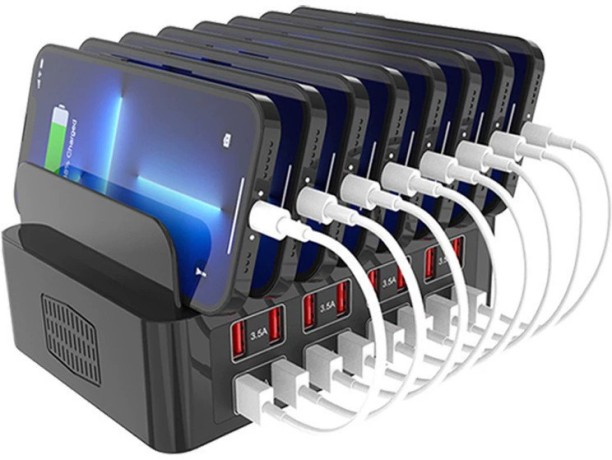 ZZBarer Multi-Device Charging Station, 150W USB Charging Station with 16 Fast Charging Ports Quick Charge 2.4 A Multiport Battery Charger with Detachable Cable