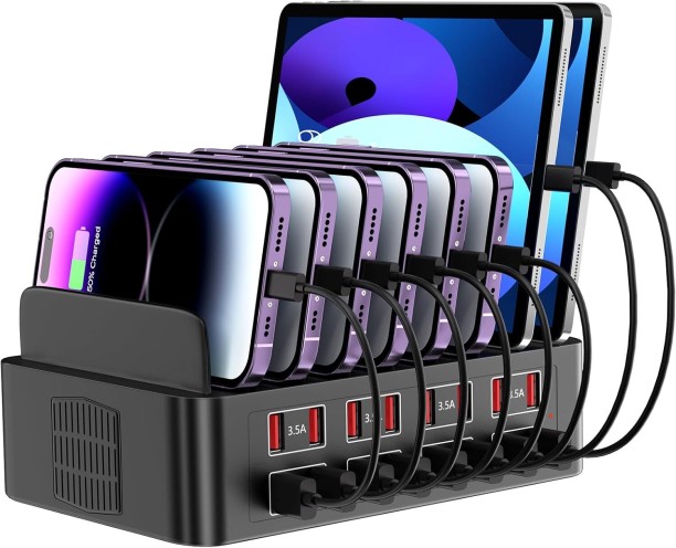 RAR Multifunctional charger, 150W USB charging station with 16 fast charging ports, suitable for charging stations for various electronic products Quick Charge 3 A Multiport Battery Charger with Detachable Cable