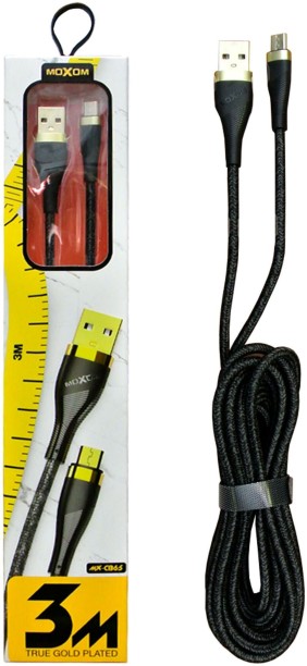 Moxom Cable - USB - Micro 3m black Mobile Charger with Detachable Cable