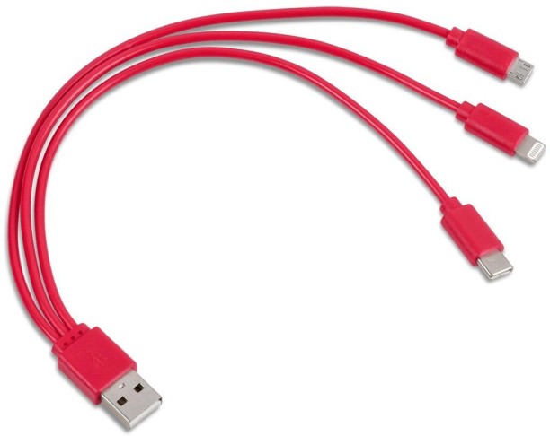 Altitude Tri-Cable USB Charger PPS 0.5 A Multiport Mobile Charger with Detachable Cable