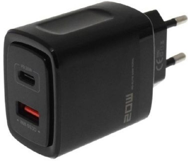 Ashcomonline Charger with USB-A Port & USB-C Port Adaptive Charging 2.1 A Multiport Mobile Charger with Detachable Cable