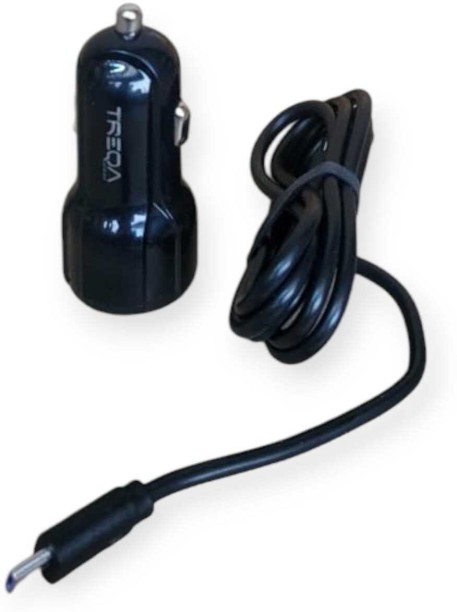 Treqa CS-234 Dual USB Port Car Charger With Micro USB Cable 3.1A 3.1 A Multiport Mobile Charger with Detachable Cable